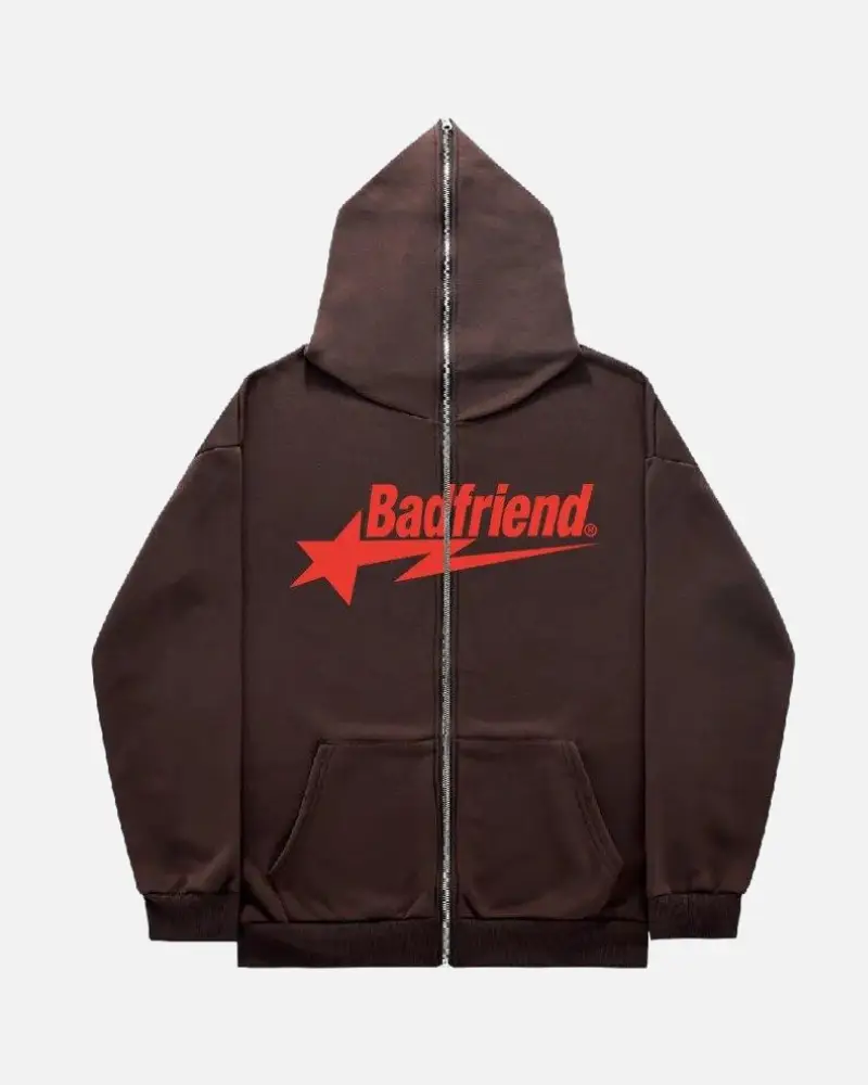 Bad-Friend-Full-Zipper-Hoodie-Brown-Red-2